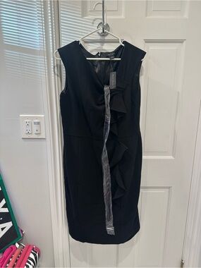 White House Black Market Black Ruffle Sheath Dress
